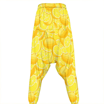Yellow Lemon Pattern Print Hammer Pants