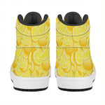 Yellow Lemon Pattern Print High Top Leather Sneakers