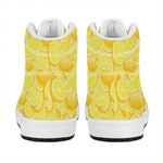 Yellow Lemon Pattern Print High Top Leather Sneakers