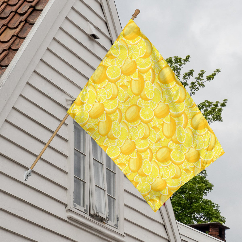 Yellow Lemon Pattern Print House Flag