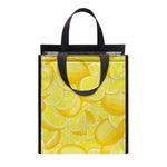 Yellow Lemon Pattern Print Insulated Lunch Tote