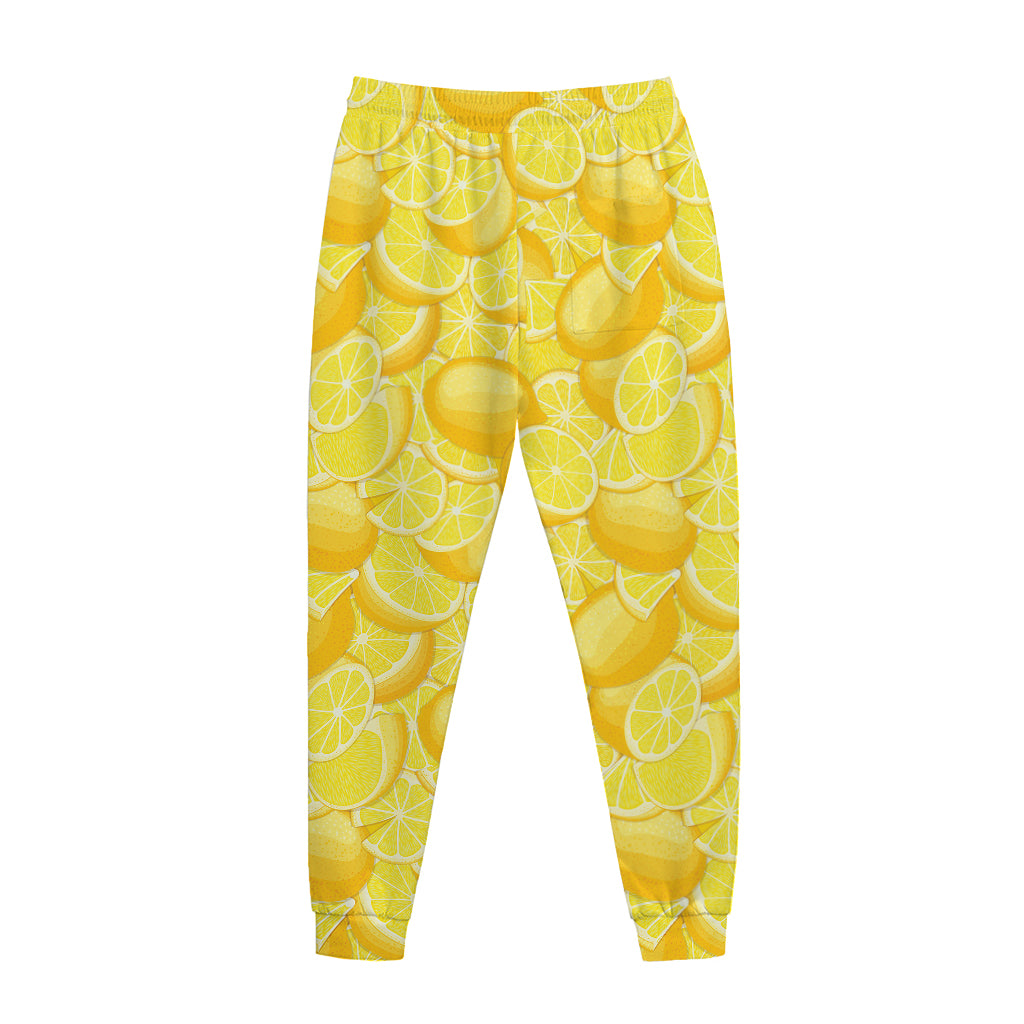 Yellow Lemon Pattern Print Jogger Pants