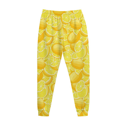 Yellow Lemon Pattern Print Jogger Pants