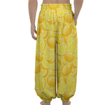 Yellow Lemon Pattern Print Lantern Pants