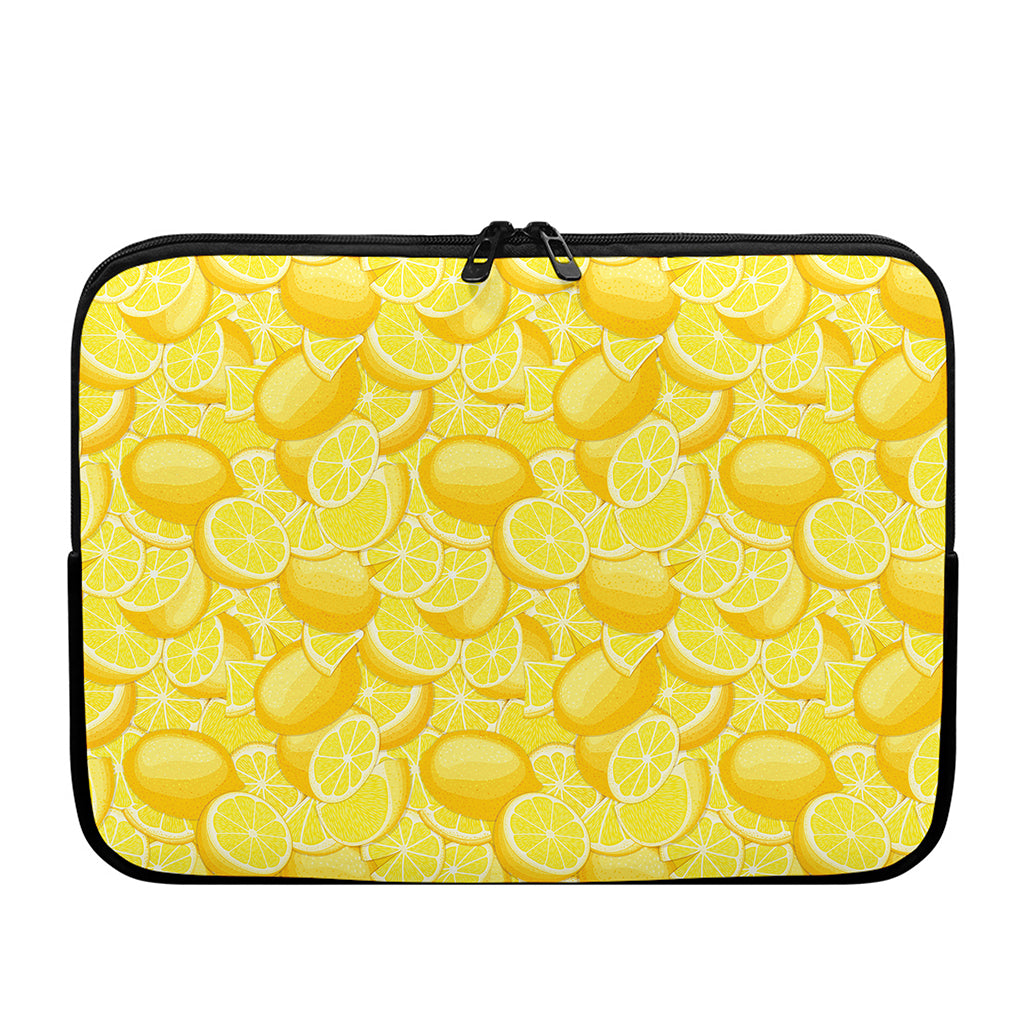 Yellow Lemon Pattern Print Laptop Sleeve