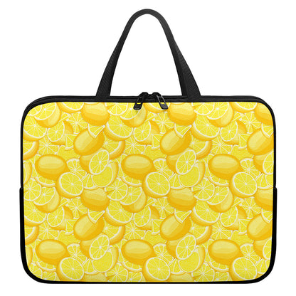 Yellow Lemon Pattern Print Laptop Sleeve With Handle
