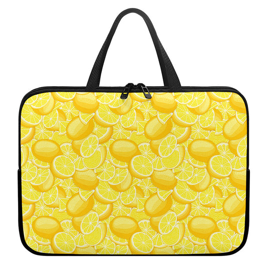 Yellow Lemon Pattern Print Laptop Sleeve With Handle