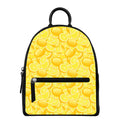 Yellow Lemon Pattern Print Leather Backpack