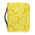 Yellow Lemon Pattern Print Leather Bible Cover