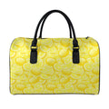 Yellow Lemon Pattern Print Leather Duffel Bag