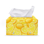 Yellow Lemon Pattern Print Leather Tissue Box Cover
