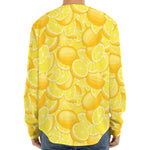 Yellow Lemon Pattern Print Long Sleeve Baseball Jersey