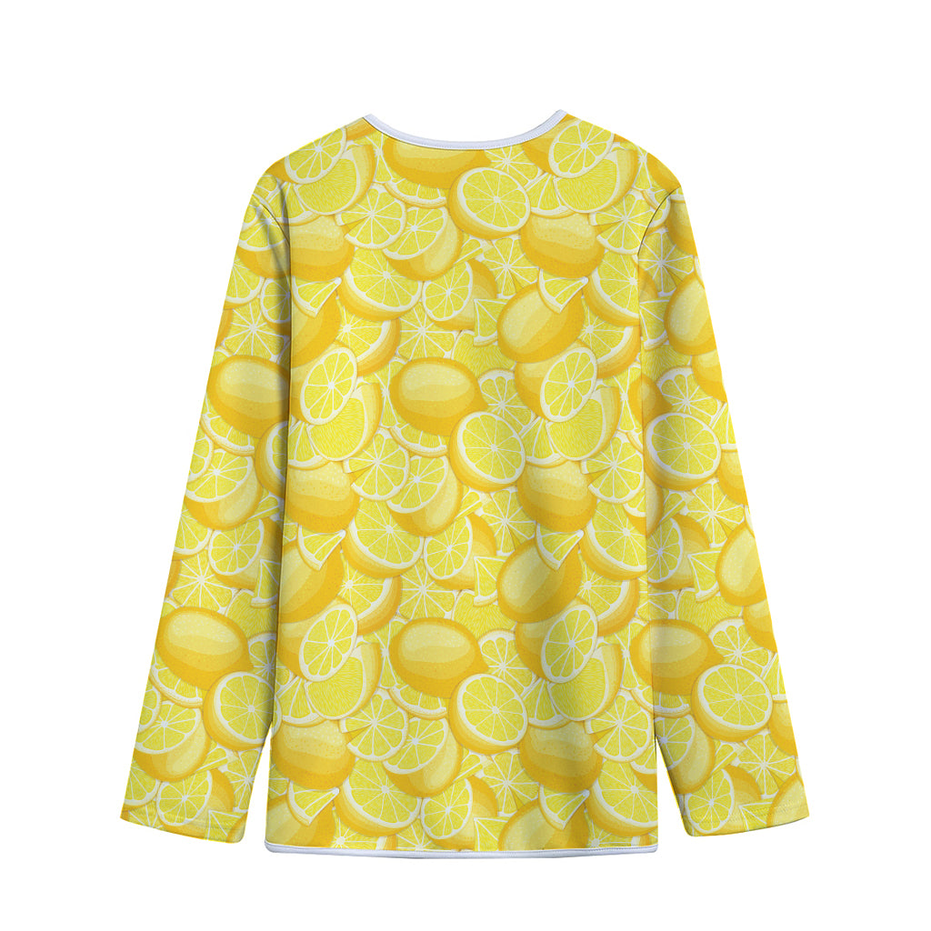 Yellow Lemon Pattern Print Long Sleeve Short Coat
