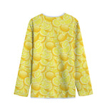 Yellow Lemon Pattern Print Long Sleeve Short Coat