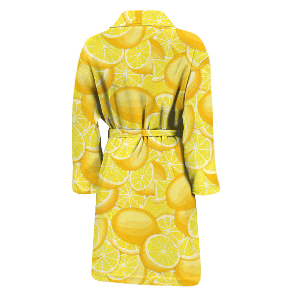 Yellow Lemon Pattern Print Men's Bathrobe