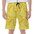Yellow Lemon Pattern Print Men's Beach Shorts