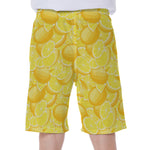 Yellow Lemon Pattern Print Men's Beach Shorts
