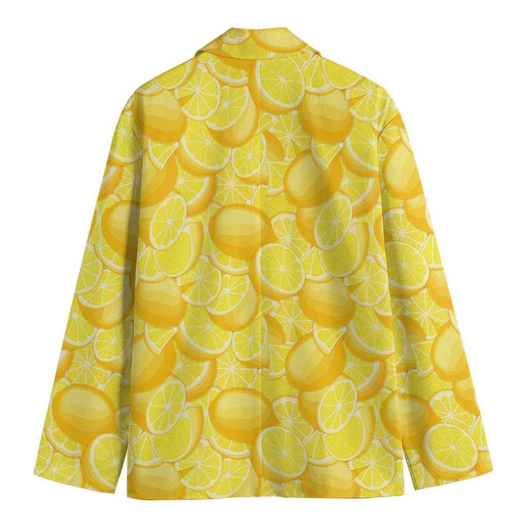 Yellow Lemon Pattern Print Men's Blazer