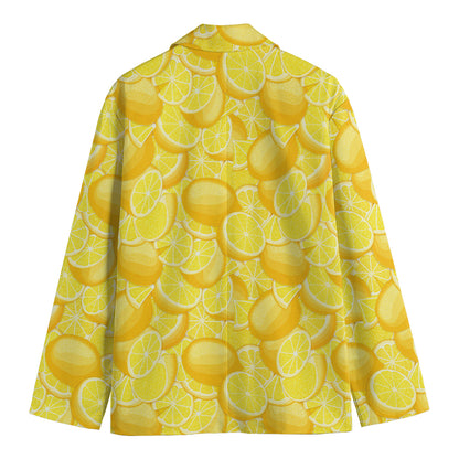 Yellow Lemon Pattern Print Men's Blazer