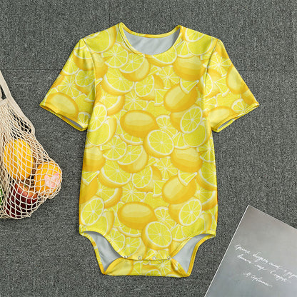Yellow Lemon Pattern Print Men's Bodysuit