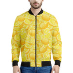 Yellow Lemon Pattern Print Men's Bomber Jacket