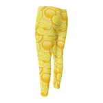 Yellow Lemon Pattern Print Men's Compression Pants