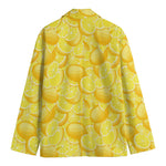 Yellow Lemon Pattern Print Men's Cotton Blazer