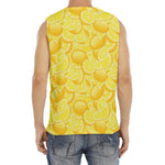 Yellow Lemon Pattern Print Men's Fitness Tank Top