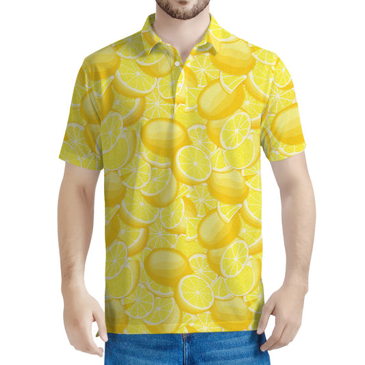 Yellow Lemon Pattern Print Men's Polo Shirt