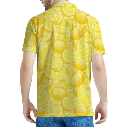 Yellow Lemon Pattern Print Men's Polo Shirt