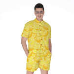 Yellow Lemon Pattern Print Men's Rompers