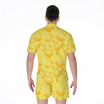 Yellow Lemon Pattern Print Men's Rompers