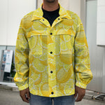 Yellow Lemon Pattern Print Men's Shirt Jacket
