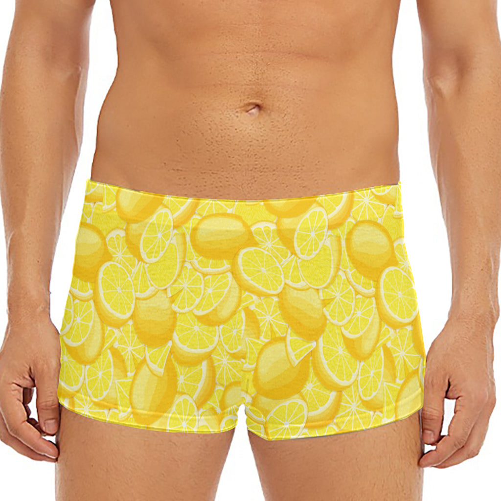 Yellow Lemon Pattern Print Men's Short Boxer Briefs