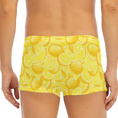 Yellow Lemon Pattern Print Men's Short Boxer Briefs