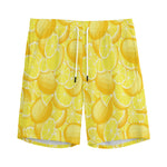 Yellow Lemon Pattern Print Men's Sports Shorts