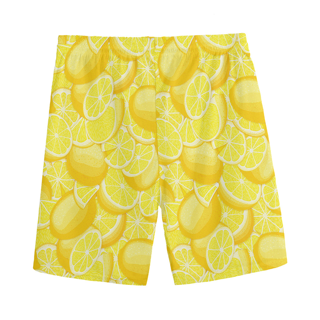 Yellow Lemon Pattern Print Men's Sports Shorts