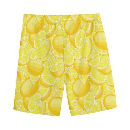 Yellow Lemon Pattern Print Men's Sports Shorts