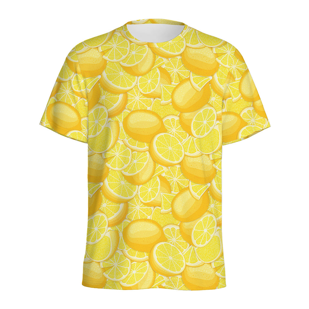 Yellow Lemon Pattern Print Men's Sports T-Shirt