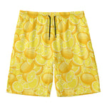 Yellow Lemon Pattern Print Men's Swim Trunks