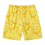 Yellow Lemon Pattern Print Men's Swim Trunks