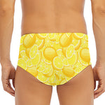 Yellow Lemon Pattern Print Men's Triangle Swim Briefs