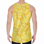 Yellow Lemon Pattern Print Men's Velvet Tank Top