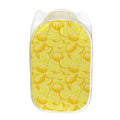 Yellow Lemon Pattern Print Mesh Laundry Hamper