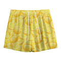 Yellow Lemon Pattern Print Mesh Shorts