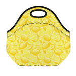 Yellow Lemon Pattern Print Neoprene Lunch Bag