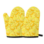 Yellow Lemon Pattern Print Oven Mitts
