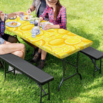 Yellow Lemon Pattern Print Picnic Table Cover