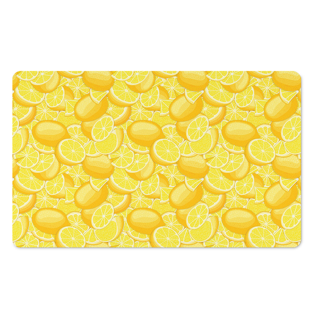 Yellow Lemon Pattern Print Polyester Doormat