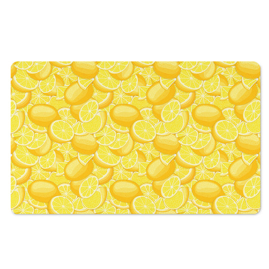 Yellow Lemon Pattern Print Polyester Doormat